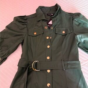 Fashion Nova Olive Utility Jacket with Gold Accents